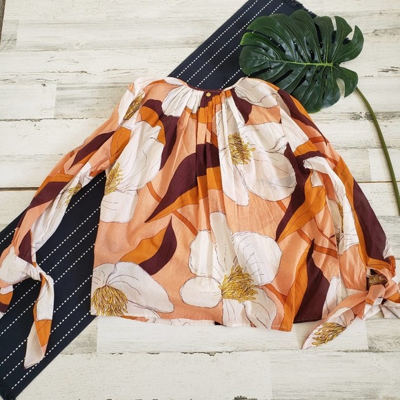 Antik Batik| Miami Floral Blouse Peach Size Small 38 - Picture 4 of 11